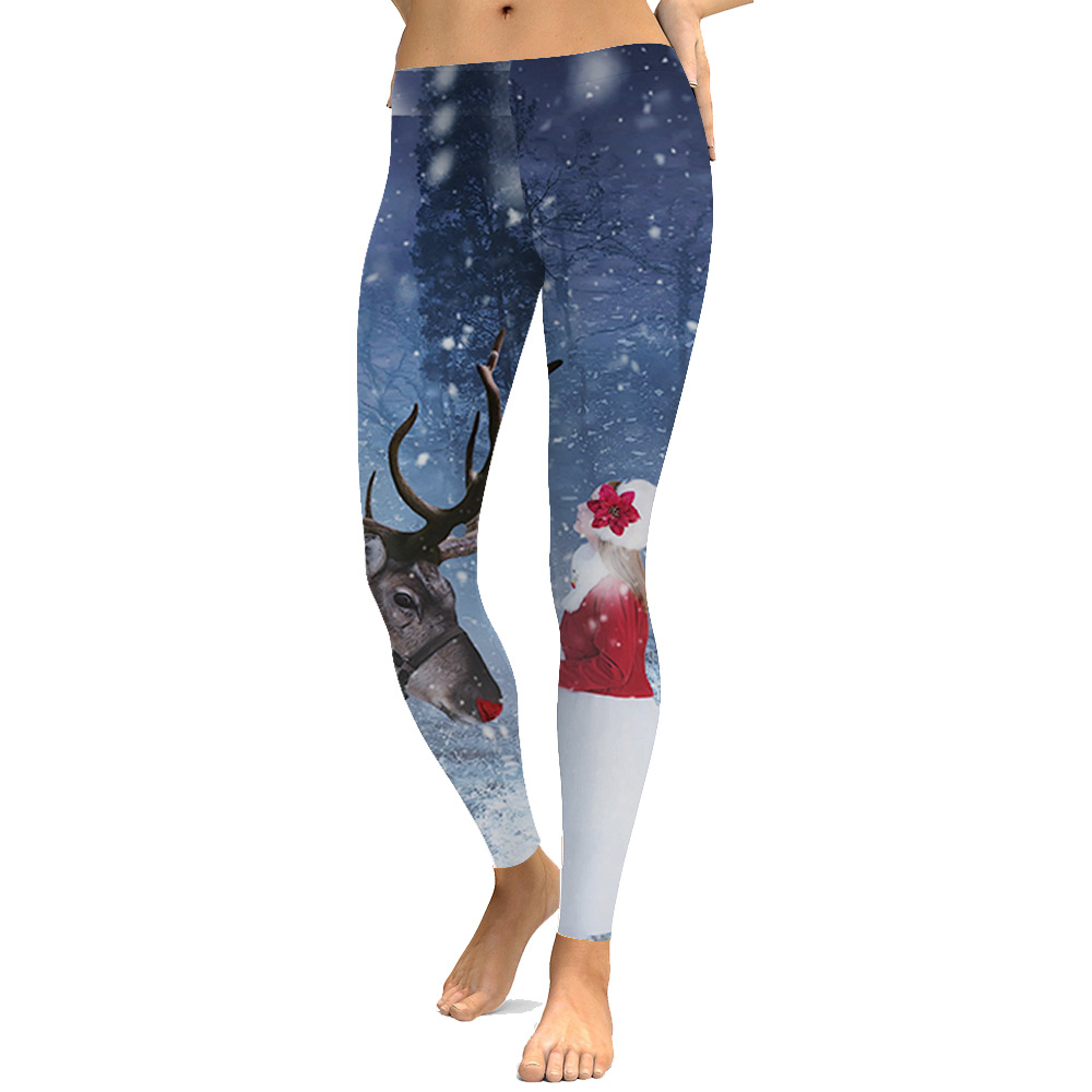 SZ60235 Womens Christmas Moose 3D Printed Leggings